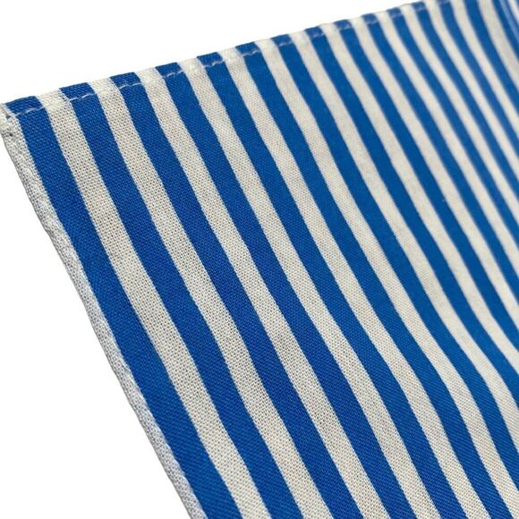 J.Crew Factory Banker Stripe Cotton Bandana Blue White Square Scarf NWT - Picture 3 of 5